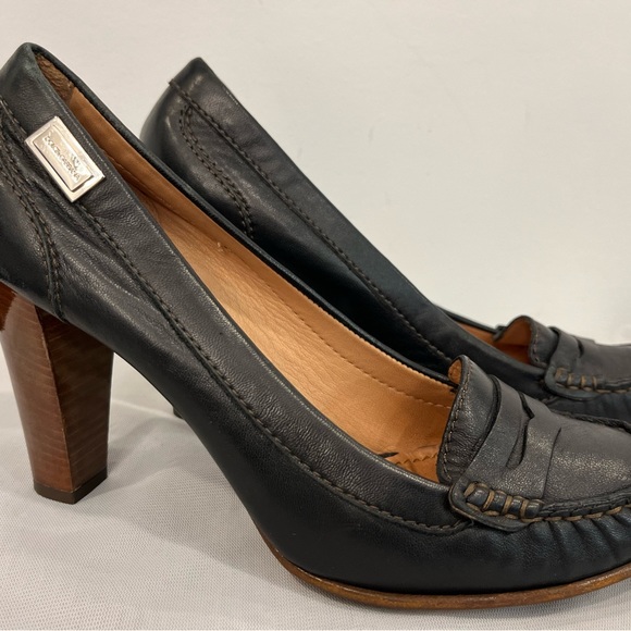 Authentic Vintage Dolce & Gabbana Black Leather Loafer Block Heels - Picture 5 of 12